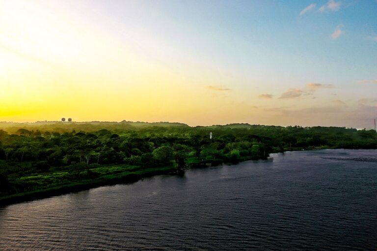panama canal sunset image